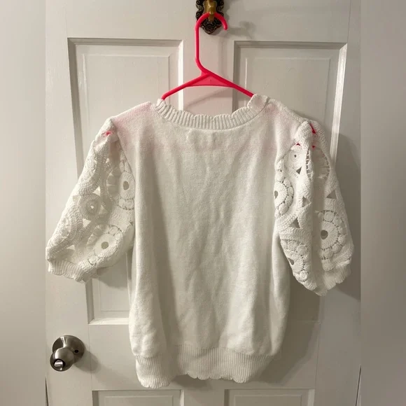 By Anthropologie Short-Sleeve Crochet Cardigan Sweater - Picture 5 of 13